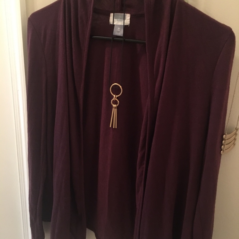 Gap lightweight open front cardigan XS plum